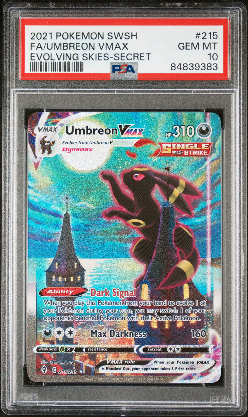 ***PSA10*** 2021 POKEMON SWSH EVOLVING SKIES UMBREON VMAX 215/203