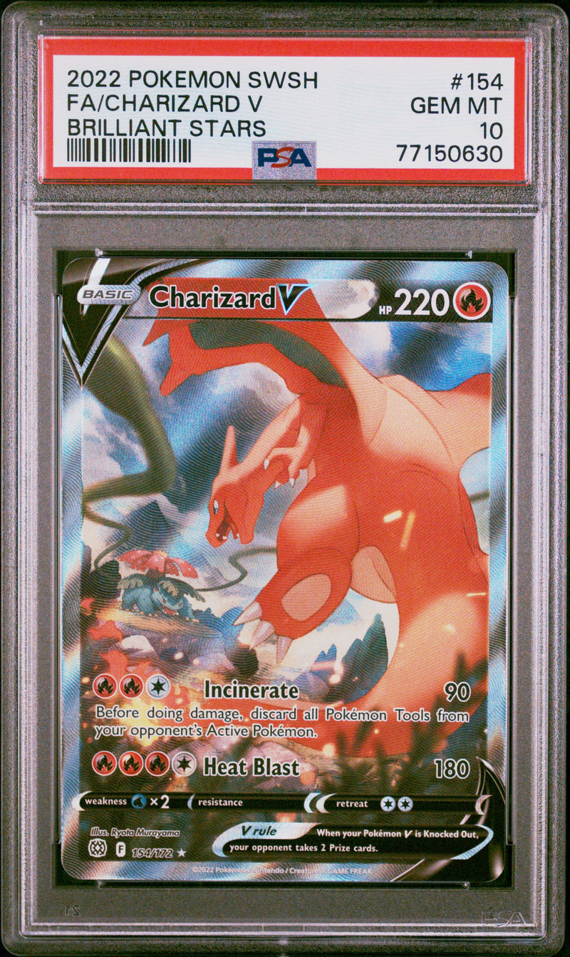 ***PSA10*** 2022 POKEMON SWSH BRILLIANT STARS CHARIZARD V 154/172