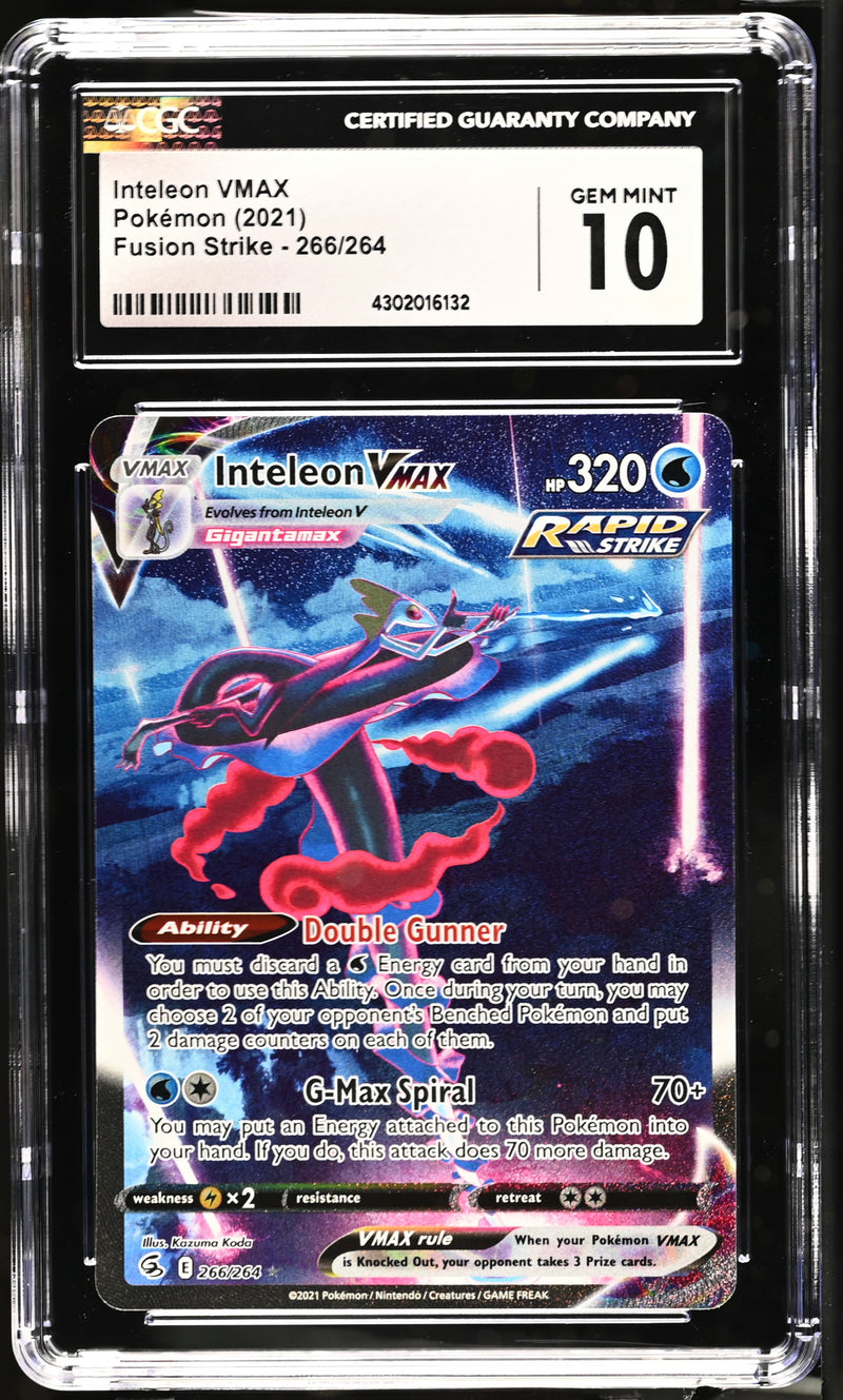 ***CGC GEM MINT 10*** 2021 POKEMON SWSH FUSION STRIKE INTELEON VMAX 266/264