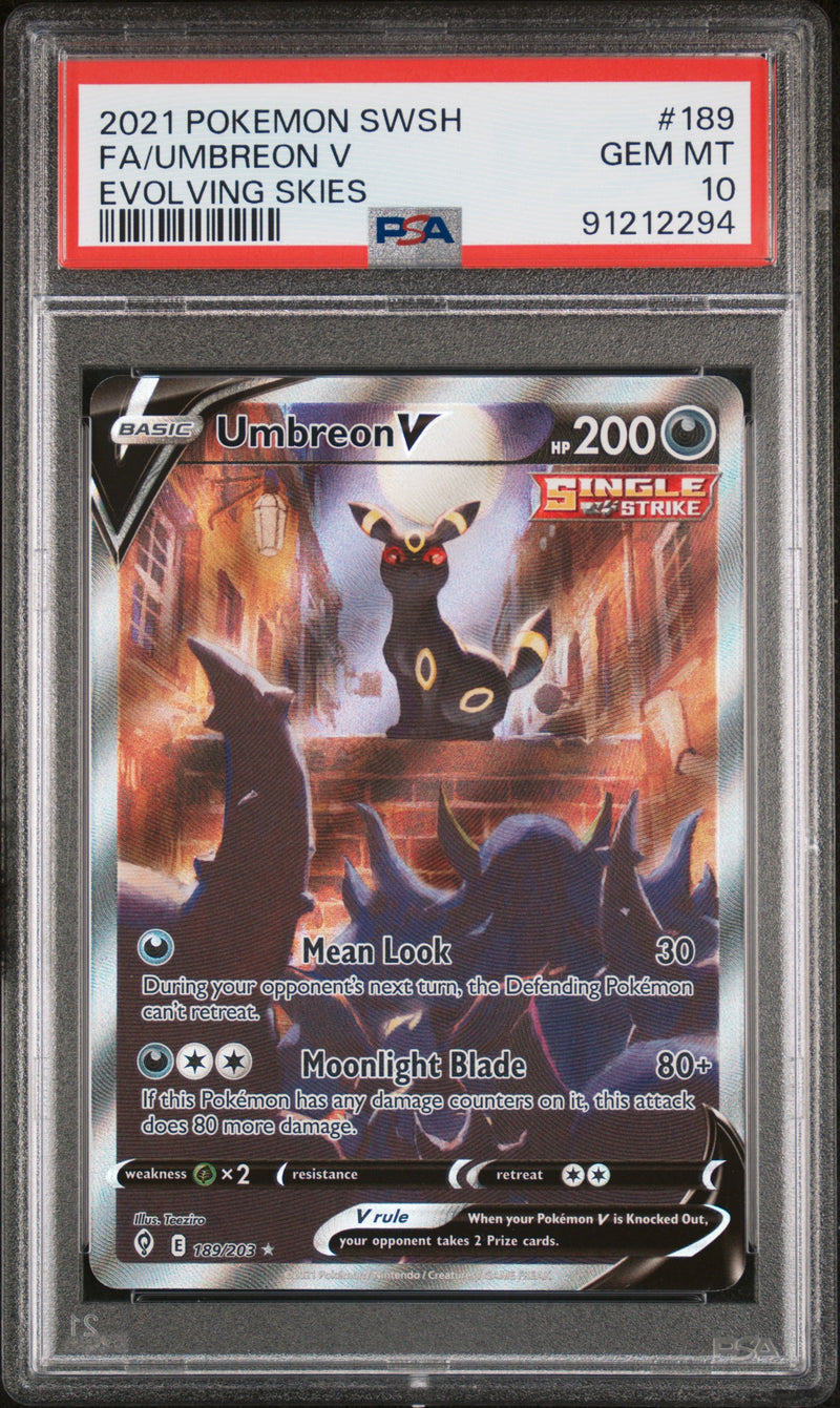 ***PSA10*** 2021 POKEMON SWSH EVOLVING SKIES UMBREON V 189/203